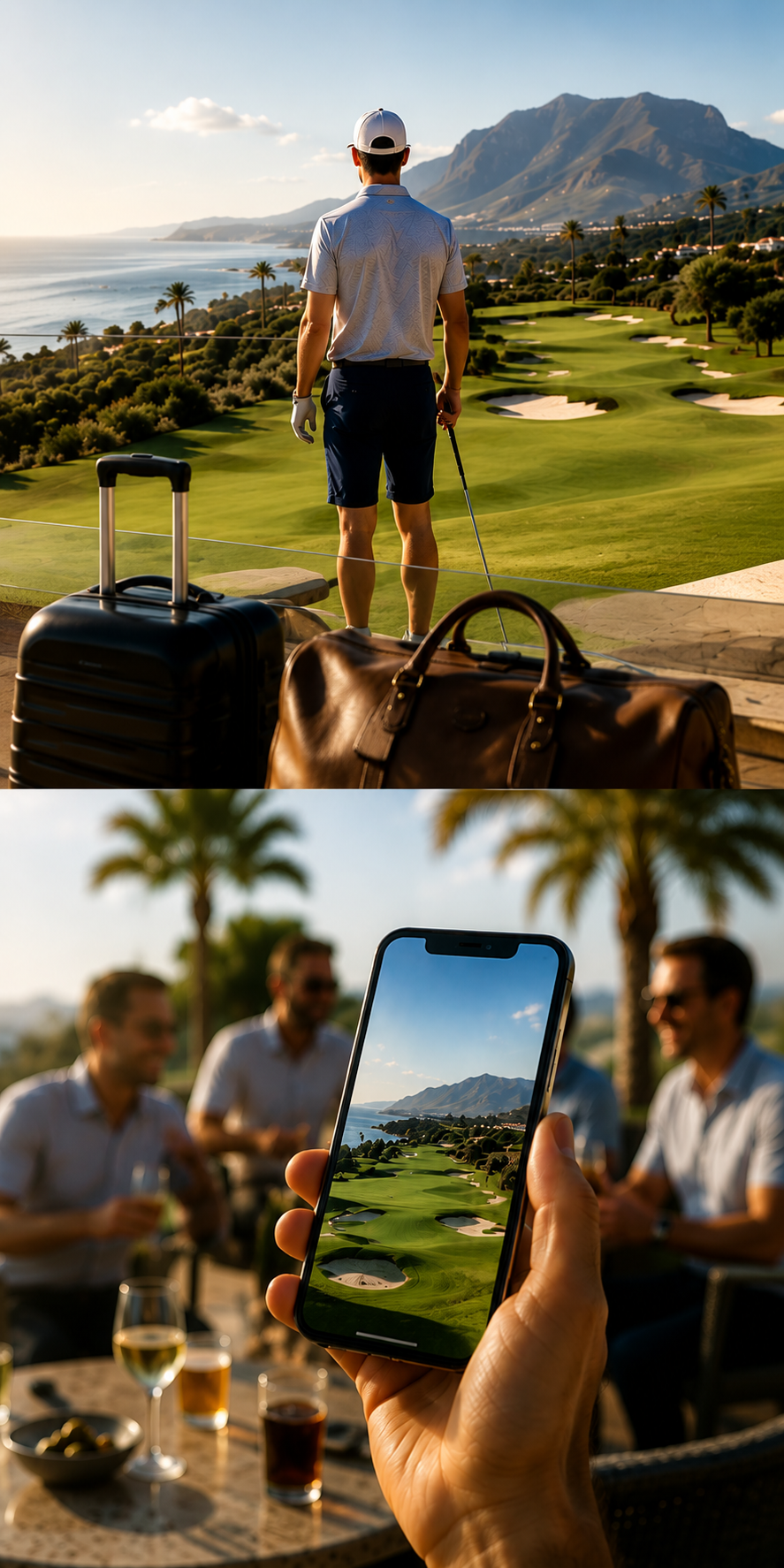 Travelling golfers at a destination golf resort